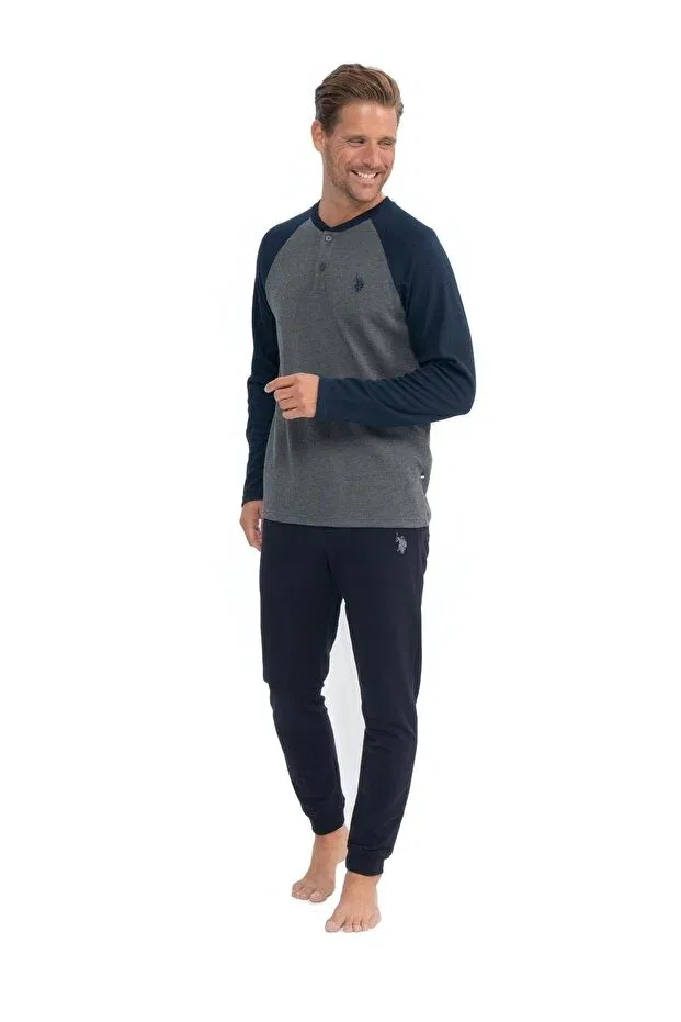 Мужской комплект пижамы с длинным рукавом U.S. Polo Assn., Anthracite Melange — фото 2