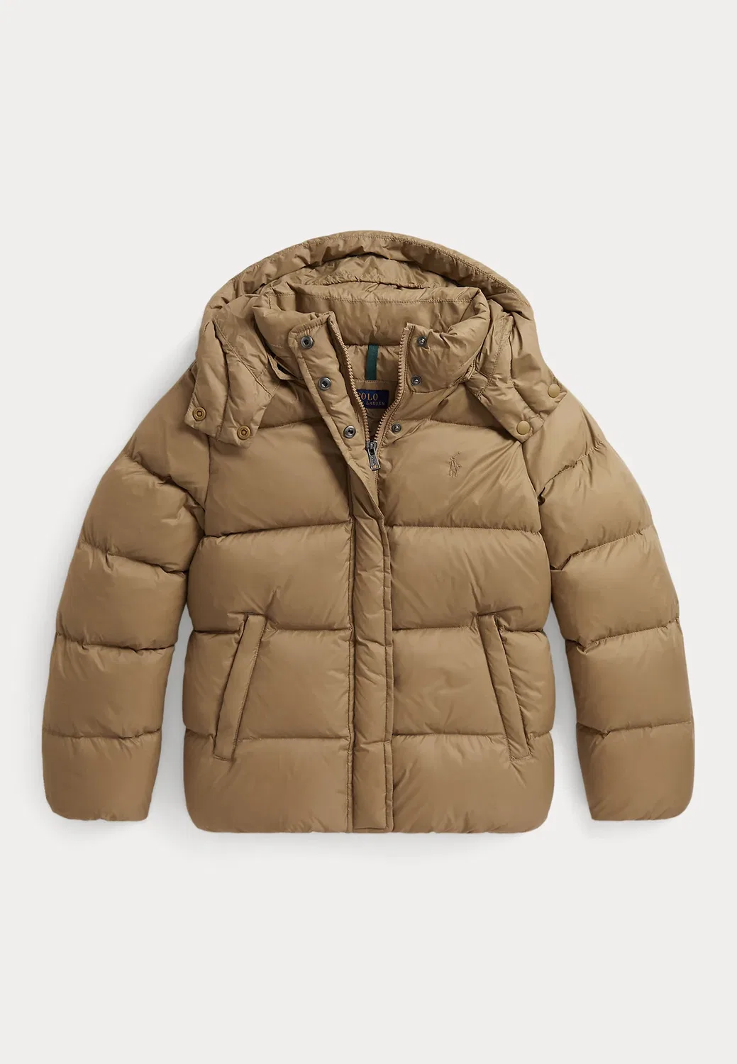 Пуховая куртка с капюшоном, размер 7-14 лет - пуховая куртка Polo Ralph Lauren, Camel