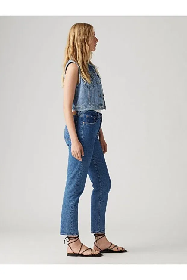 Женские джинсы с высокой посадкой 501 Regular Fit High Waist Cropped Jeans Levi'S, Dark Blue — фото 3