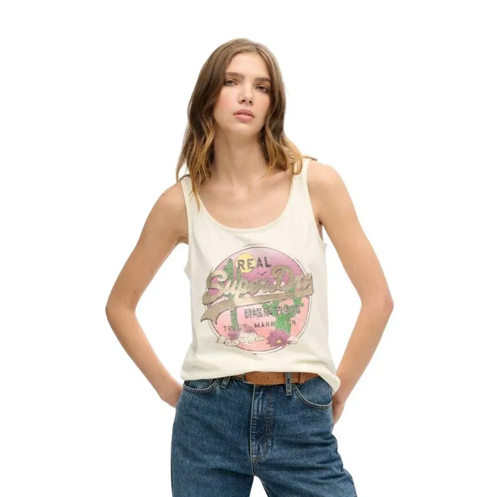 Футболка без рукавов Vintage Logo Narrative Superdry, белый