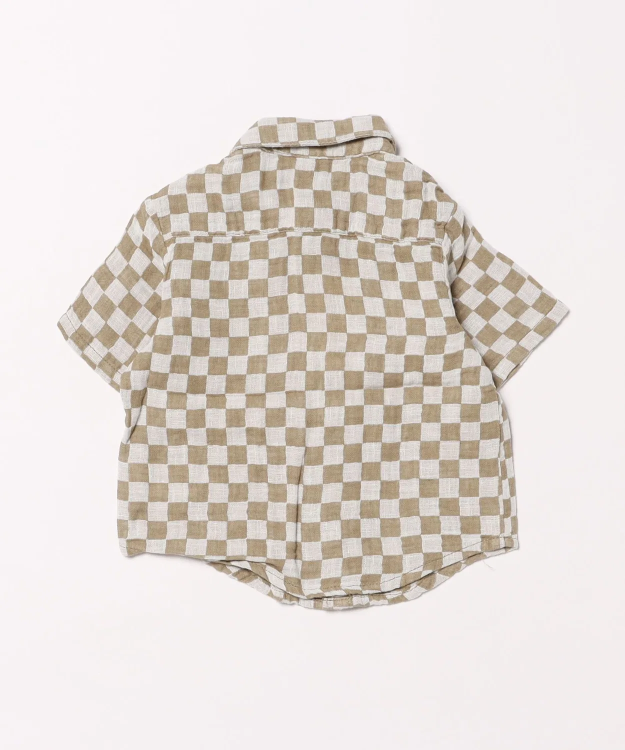 Детская рубашка с коротким рукавом и принтом Olive Check Rylee + Cru, White/Green — фото 2