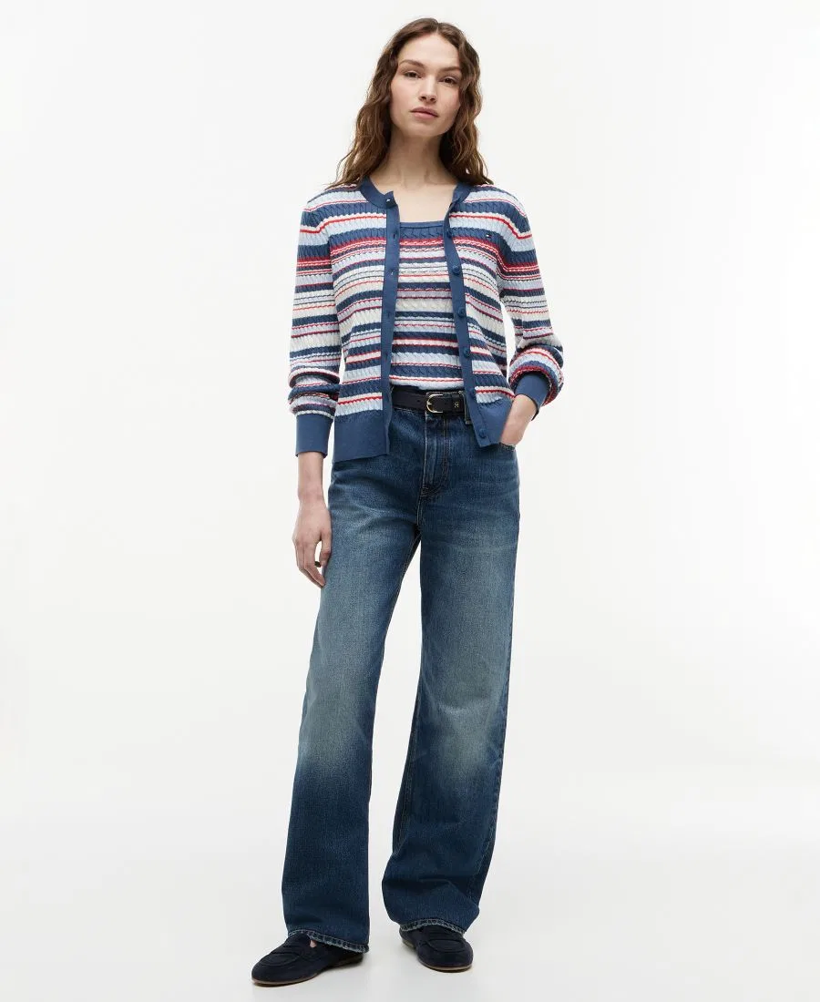 Свитер Tommy Hilfiger с косами, Blue Red Multi Stripe — фото 2