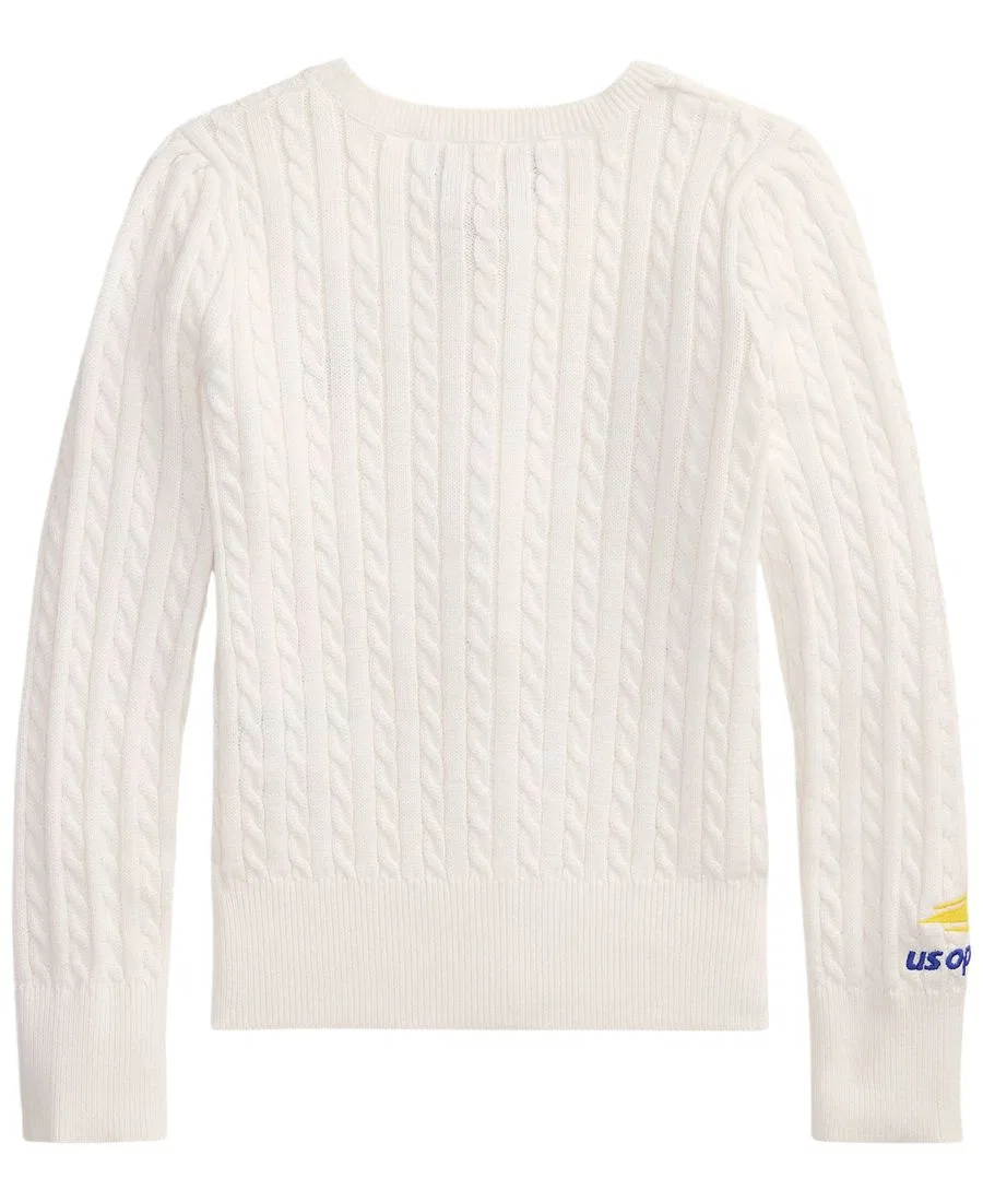 Детский кардиган из хлопка с длинным рукавом, с вышивкой US Open Polo Ralph Lauren, Ceramic White — фото 2