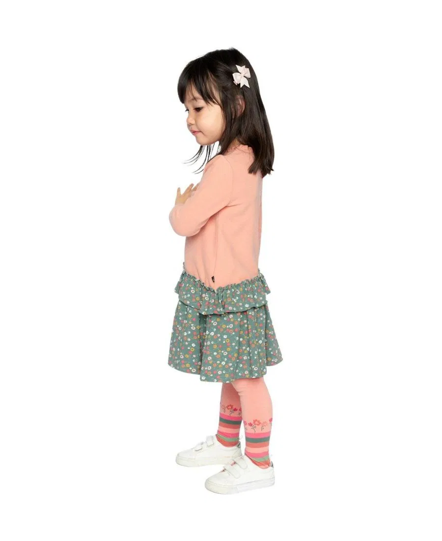 Платье для девочки с принтом, модель Pale Pink and Green Floral Print Deux par Deux, Pale Pink And Green Floral Print — фото 3