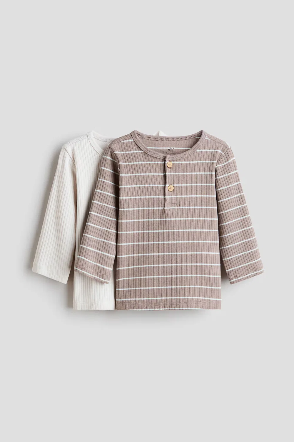 Комплект из двух хлопковых рубашек-поло H&M, Beige/Weiß Gestreift
