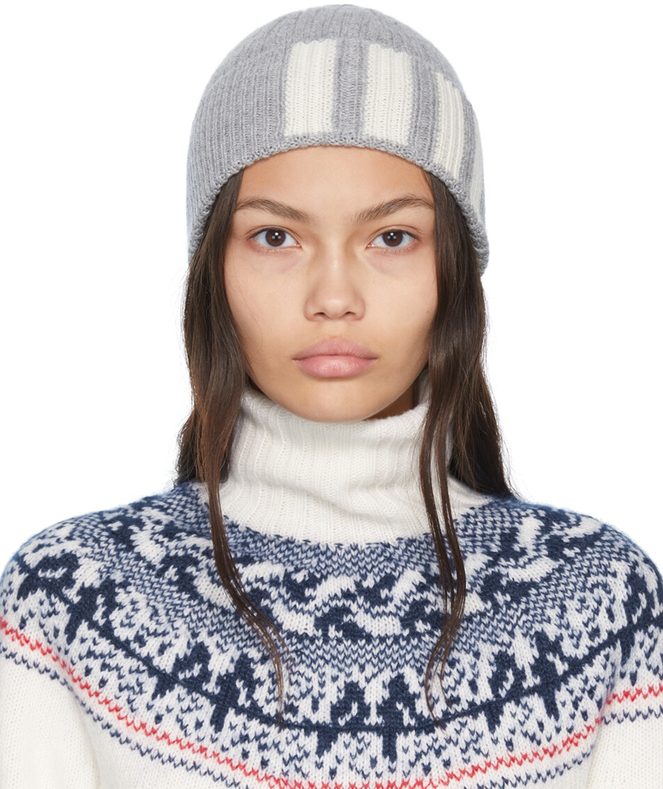

Серая шапка из кашемира с четырьмя полосками Thom Browne