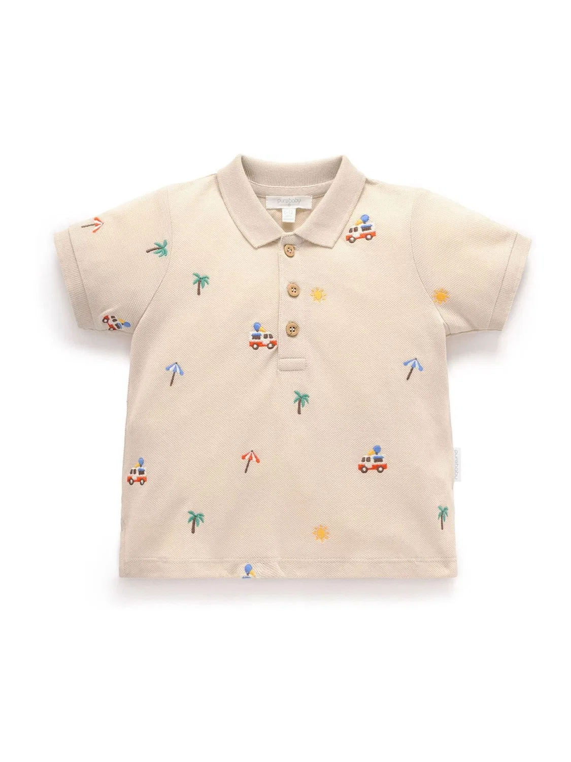 Поло Purebaby Cancun с вышивкой, Natural