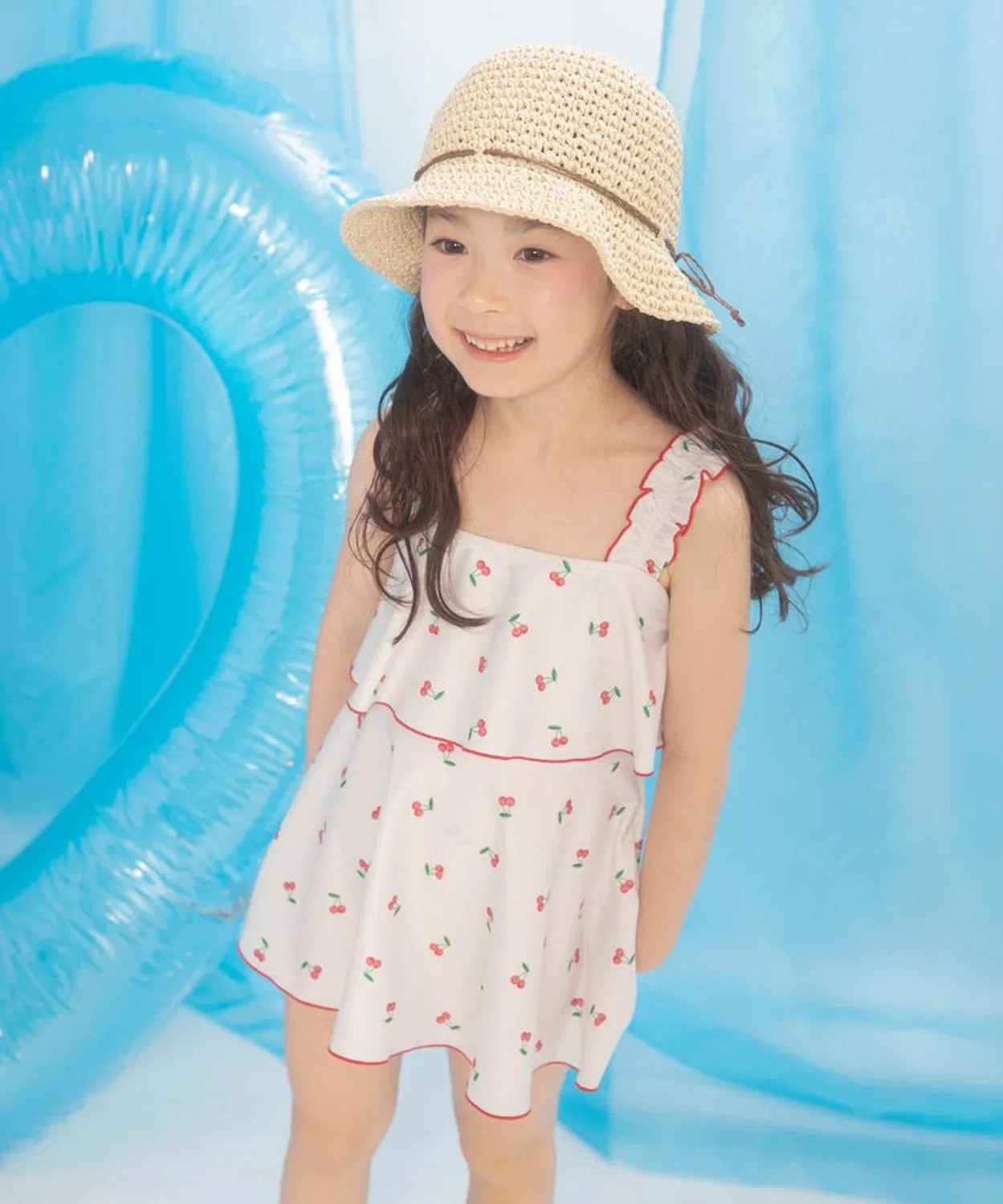 Детский купальник с рюшами без рукавов, модель Frill One Piece, branshes, Ivory
