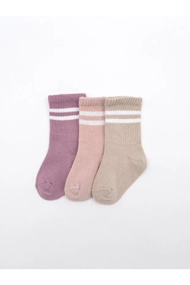 Детские носки для новорожденных хлопковые полосатые Basics Karamila, Beige — фото 2