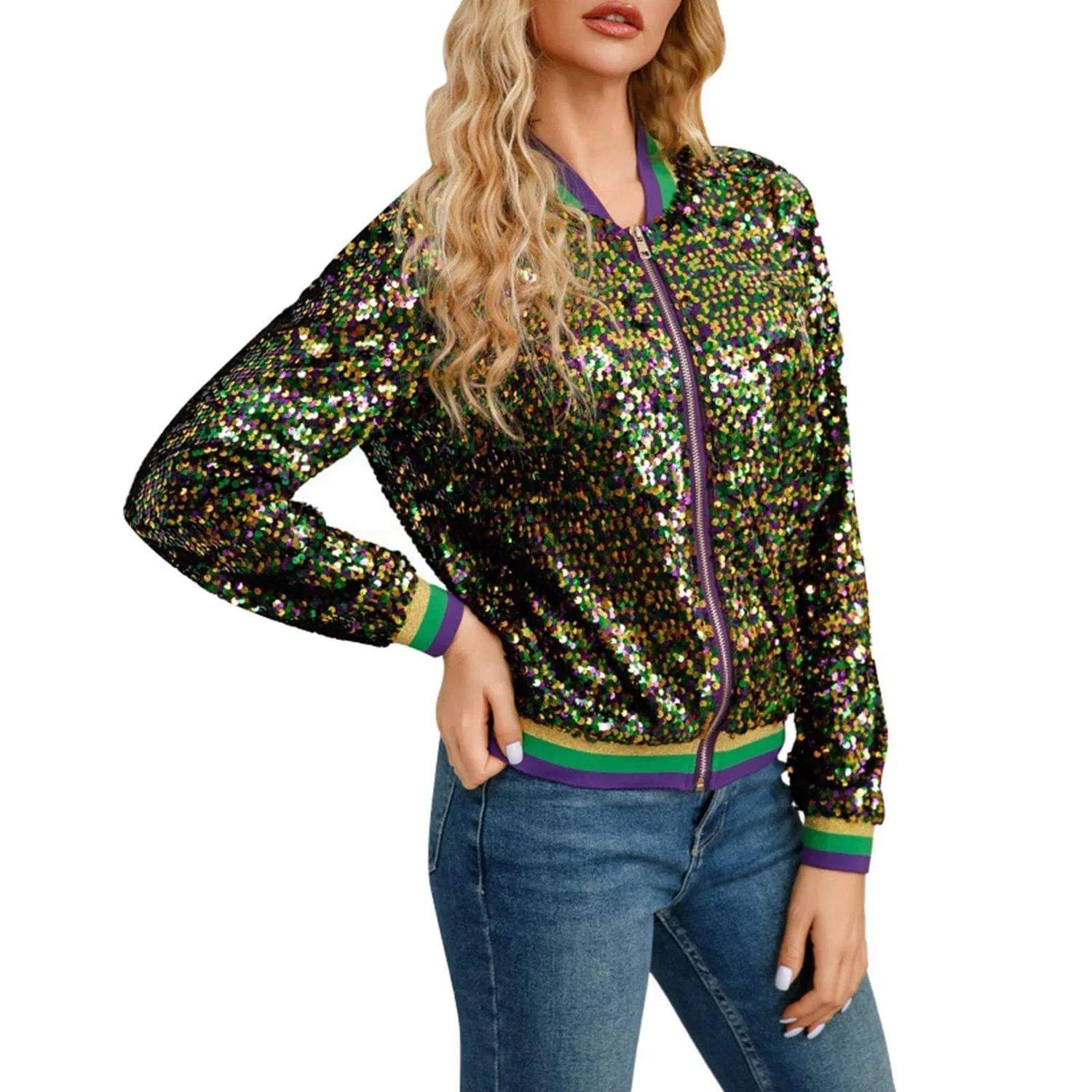 Женская куртка с пайетками Silver Jacket, Verde