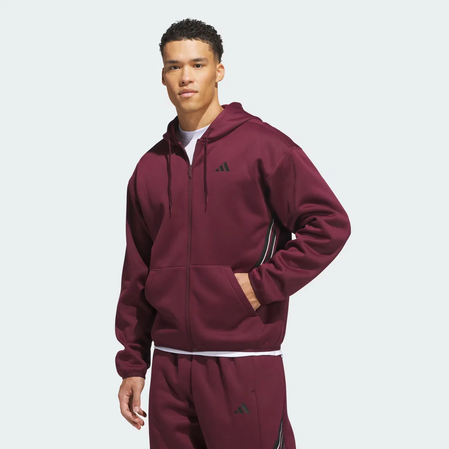 Мужское худи на молнии Crazy Warm Adidas Performance, бордовый