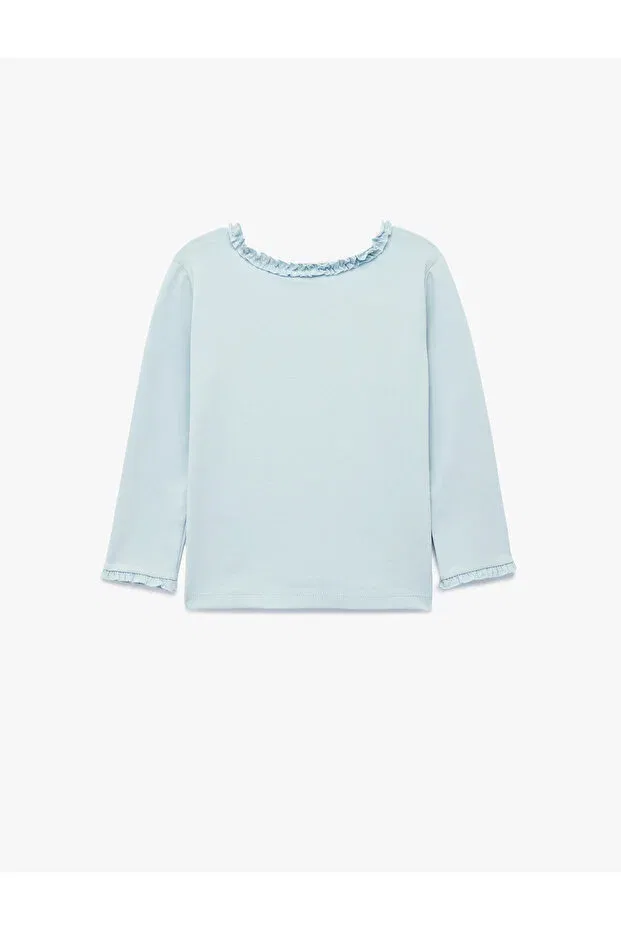 Детская футболка для девочек с длинным рукавом Basic Koton, Blue — фото 2