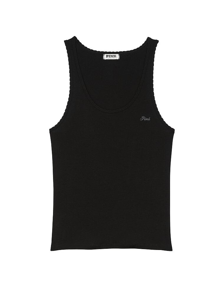 

Топ Victoria's Secret Pink Spill-the-tea Cotton Tank, черный