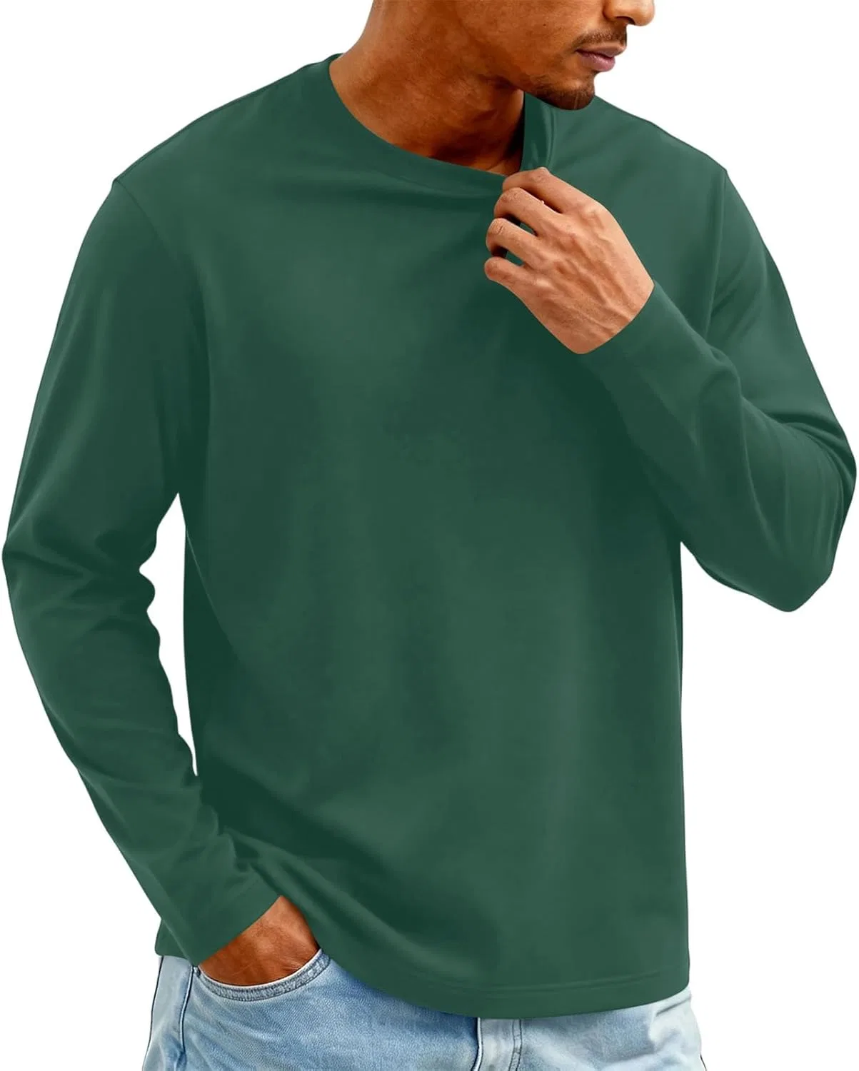 Мужская длинная футболка с круглым вырезом, Dark Green — фото 2
