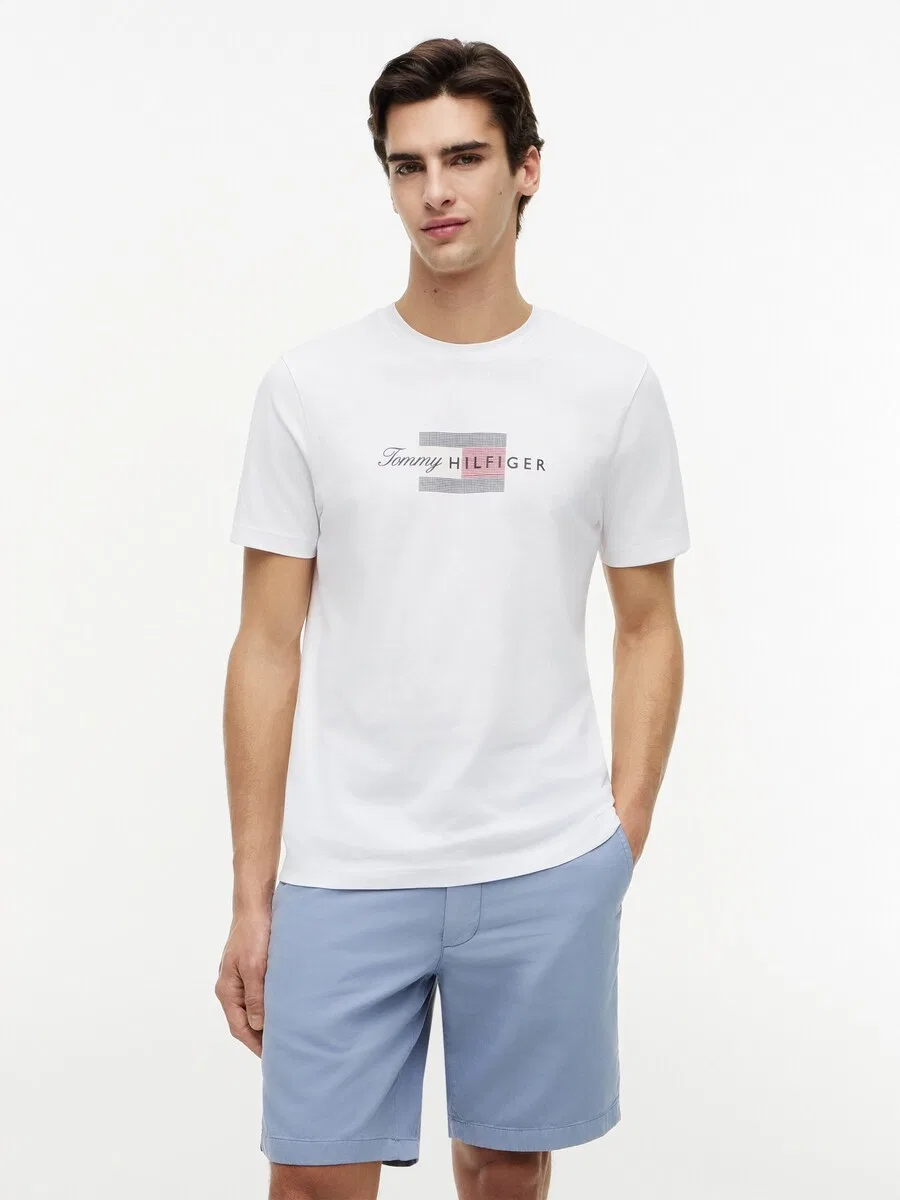 Футболка TOMMY HILFIGER с изображением флага, белого цвета — фото 3