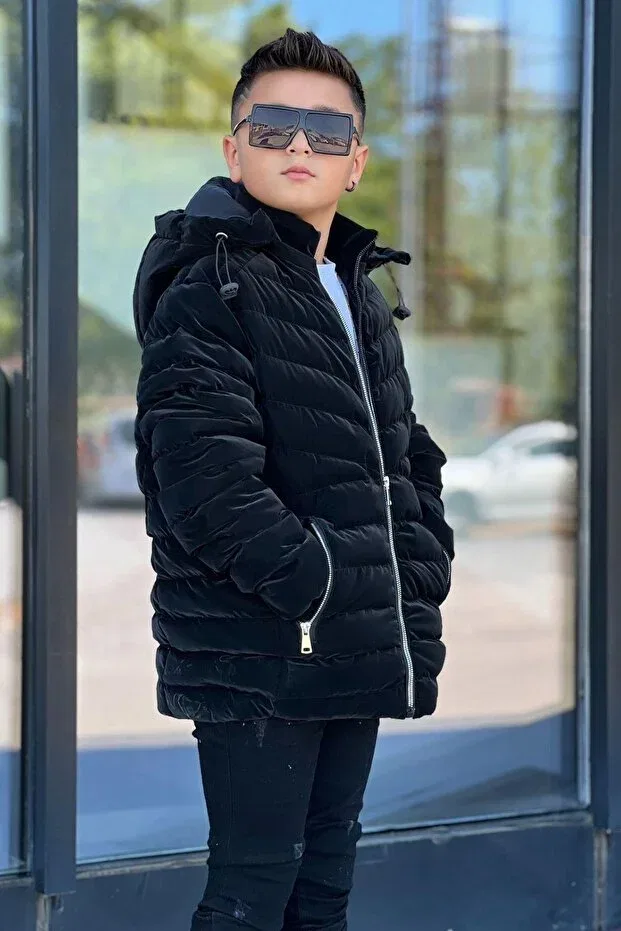 Детский зимнее пуховик с принтом Zaziko Kids, Black