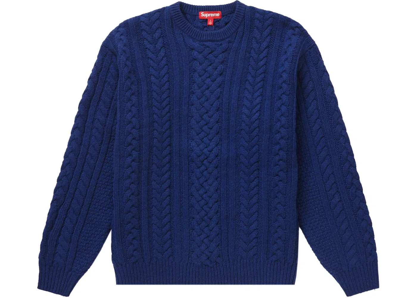 Мужской свитер с аппликацией Supreme Cable Knit Sweater, Navy