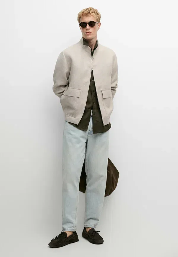 Куртка из льна Summer jacket Massimo Dutti, бежевый — фото 2