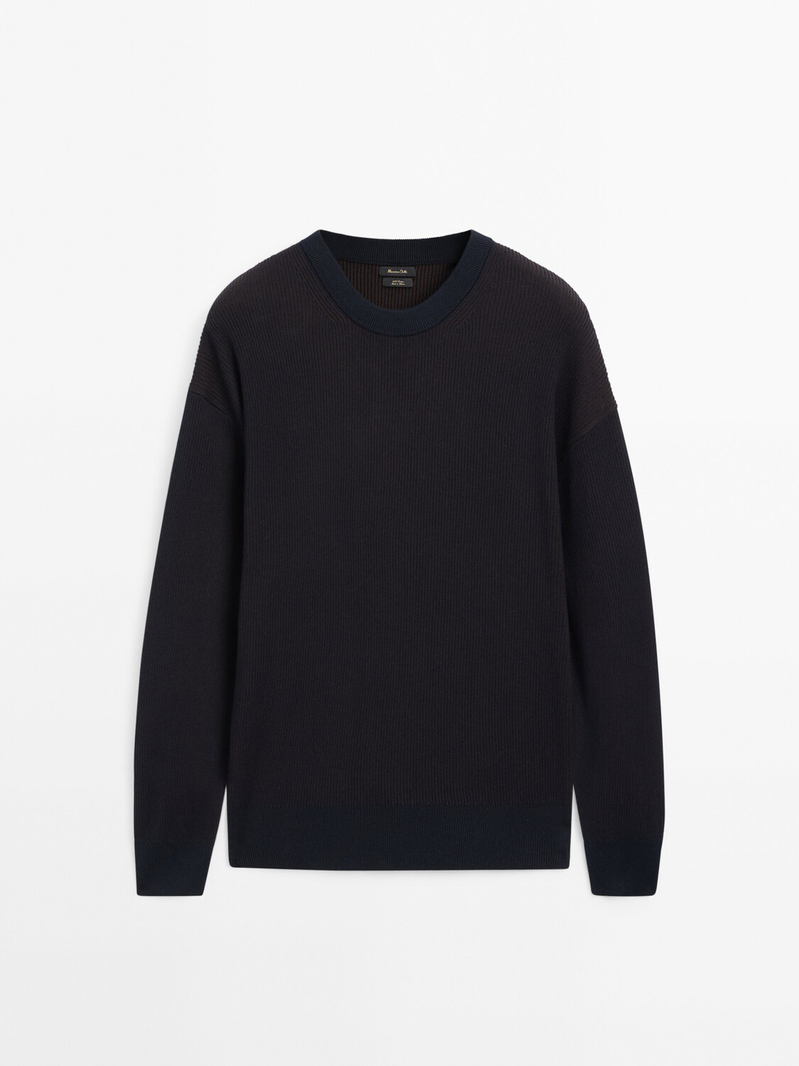 

Свитер Massimo Dutti Crew Neck Cotton Knit, темно-синий