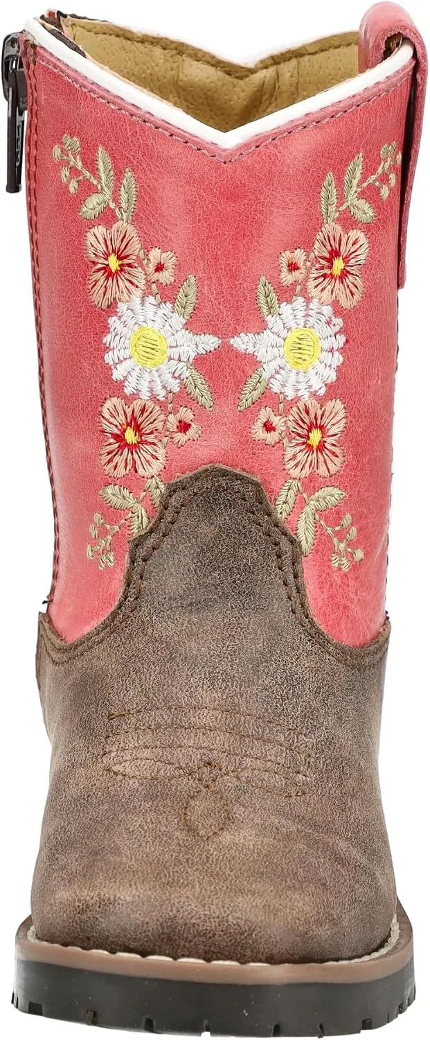 Детские сапоги для девочек с квадратным носком из кожи Autry Smoky Mountain Boots, Vintage Chocolate/Coral — фото 2