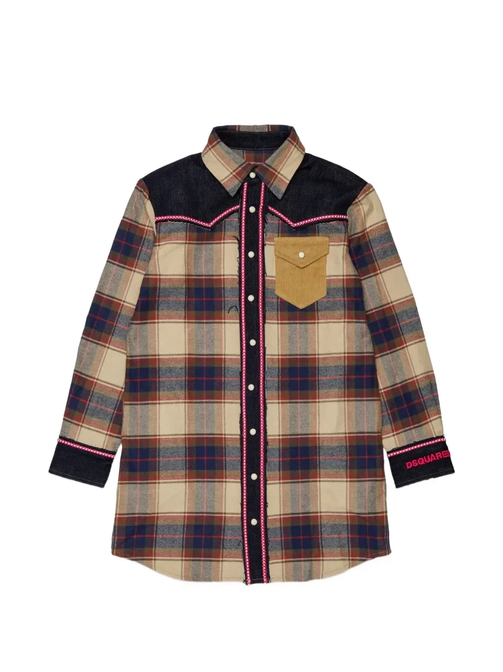 Платье-рубашка со вставкой в клетку Dsquared2 Kids, бежевый