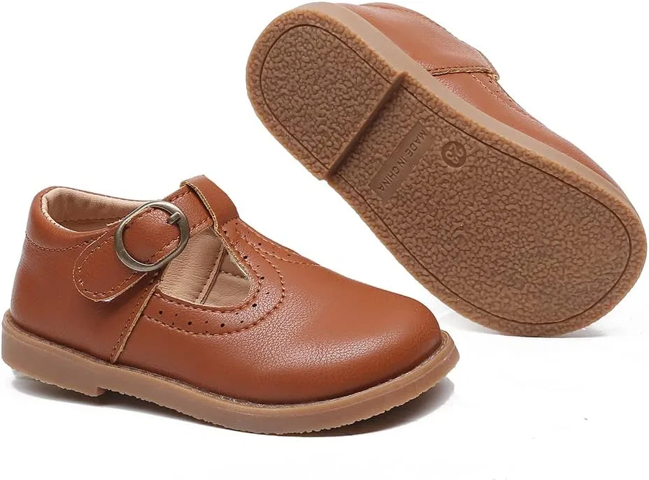 Детские туфли для девочек с Т-образным ремешком Classic Dress Flats Chiximaxu, Brown — фото 4