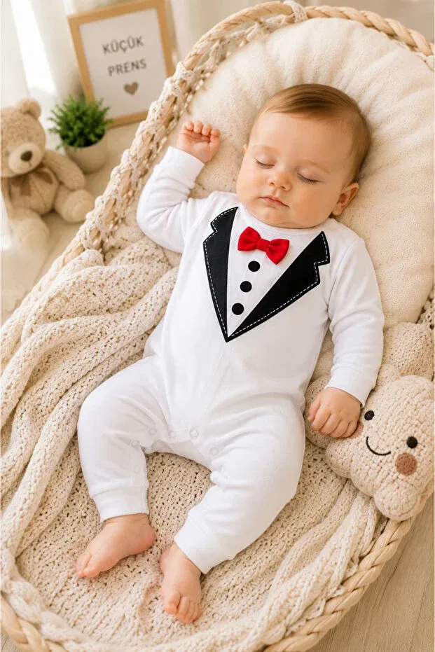 Детский комбинезон для мальчиков хлопковый Gentleman collection Nevrankids, Ecru