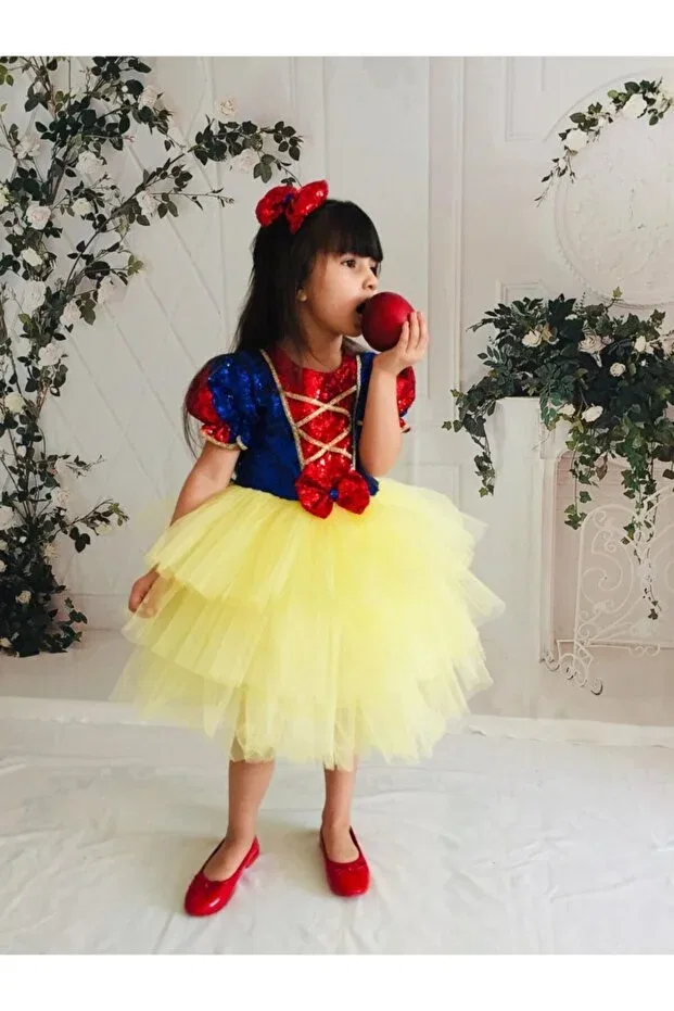 Детское платье для девочек с пайетками Princess Buse&Eylül Bebe, Yellow — фото 3