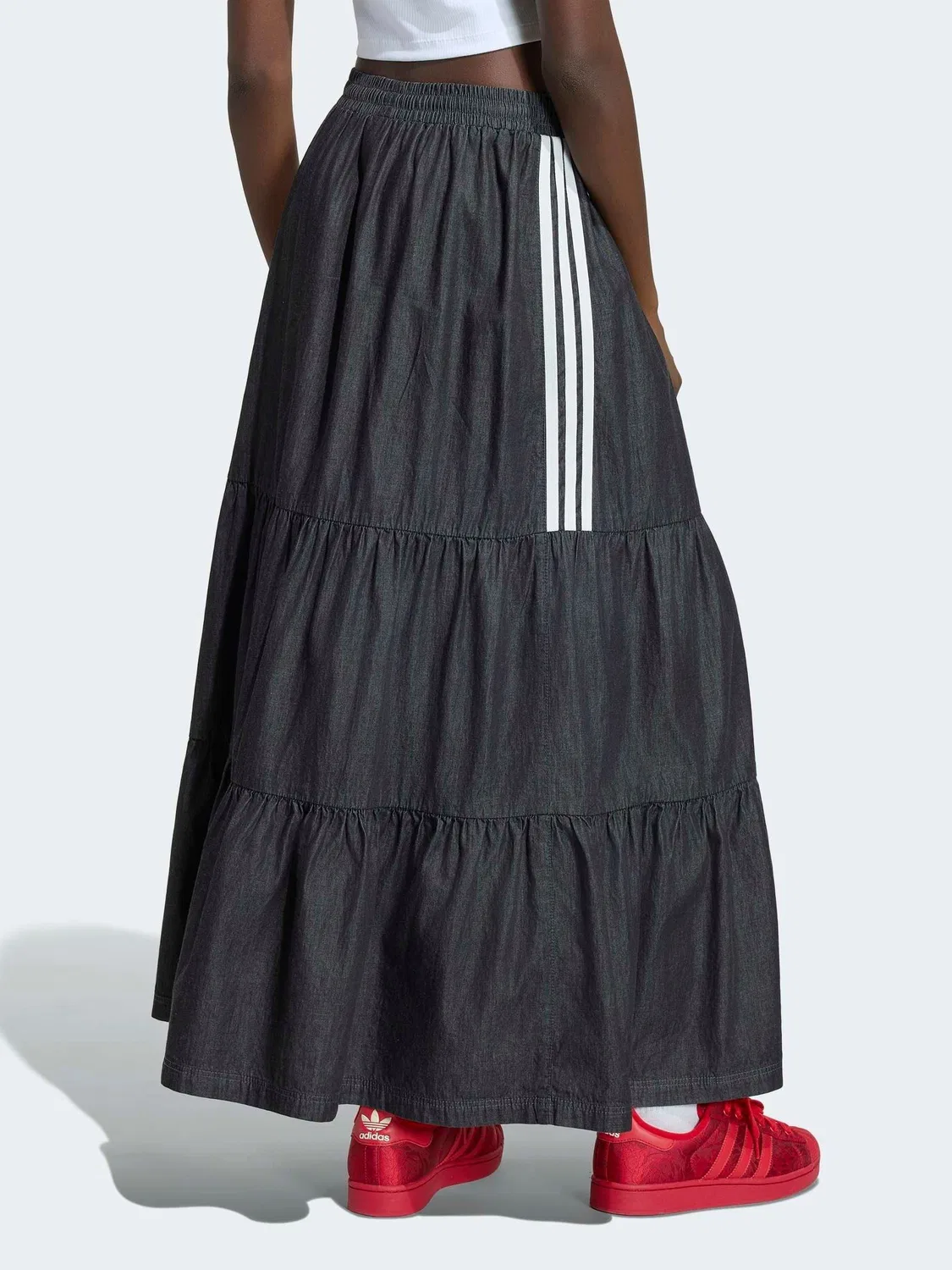 Юбка джинсовая Summer Glow Denim Skirt adidas Originals, черный деним — фото 2
