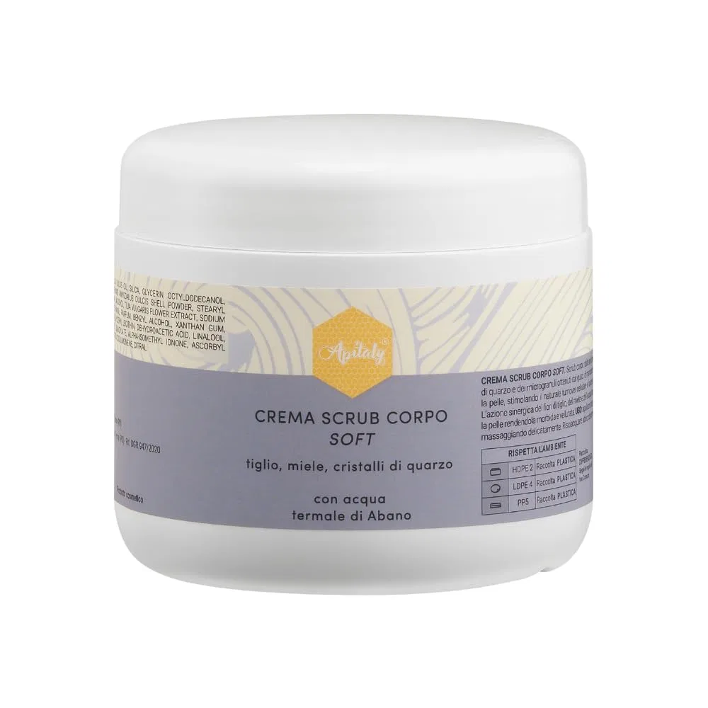 Скраб для тела Soft Body Scrub Cream с кварцевыми кристаллами, скорлупой орехов, медом и термальной водой, 500 мл, Apitaly
