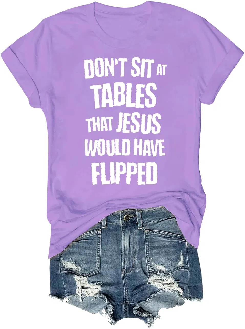 Мужская футболка с принтом Don't Sit at Tables Jesus Would Have Flipped, Light Purple