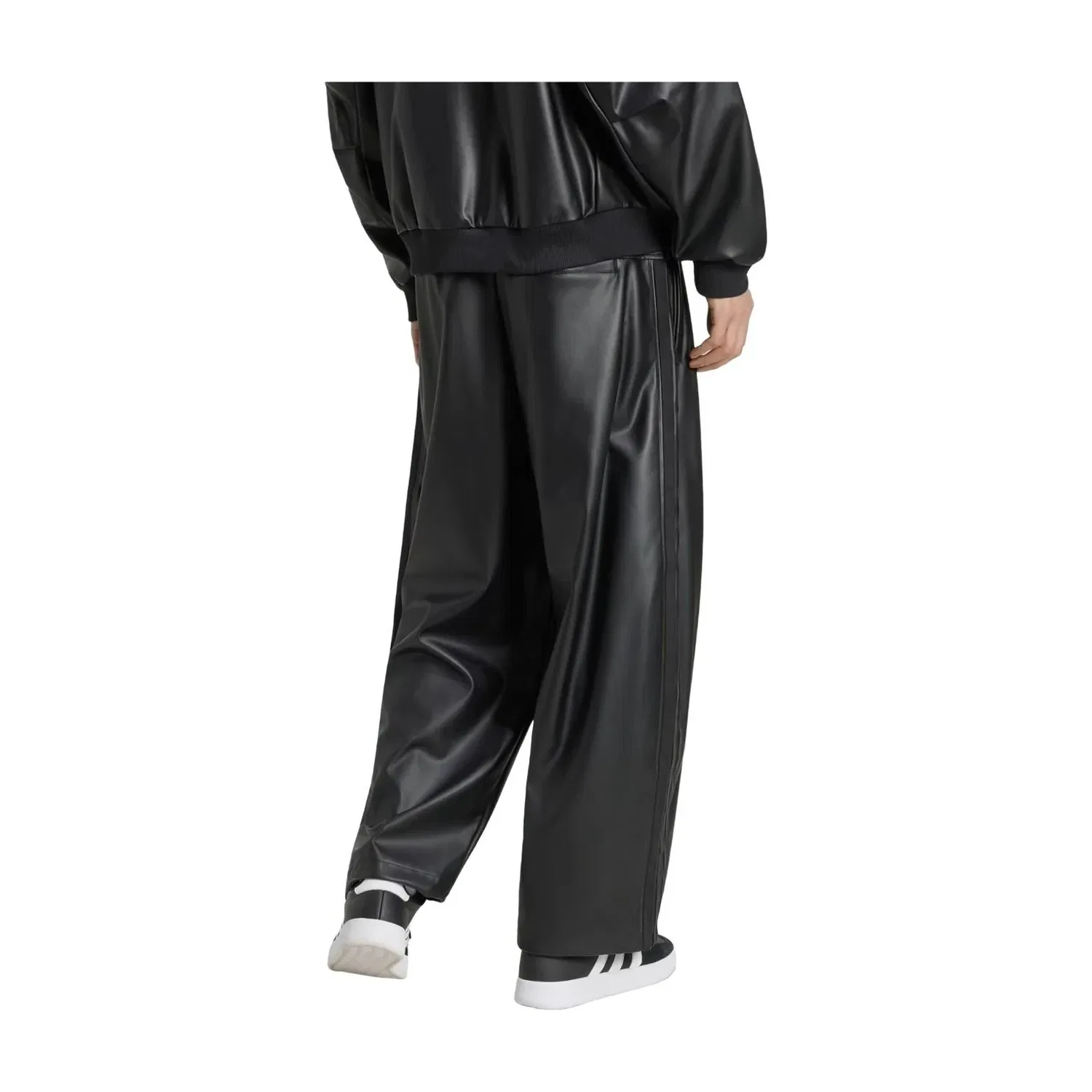 Мужские брюки Stadium Oversized Fit Fake Leather Full Length Open Hem Pants Asia Sizing 'Black' adidas, черный — фото 3