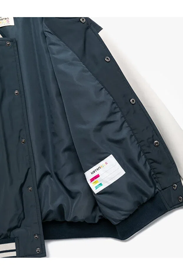 Детская зимняя куртка для девочек с принтом Koton, Navy Blue — фото 4