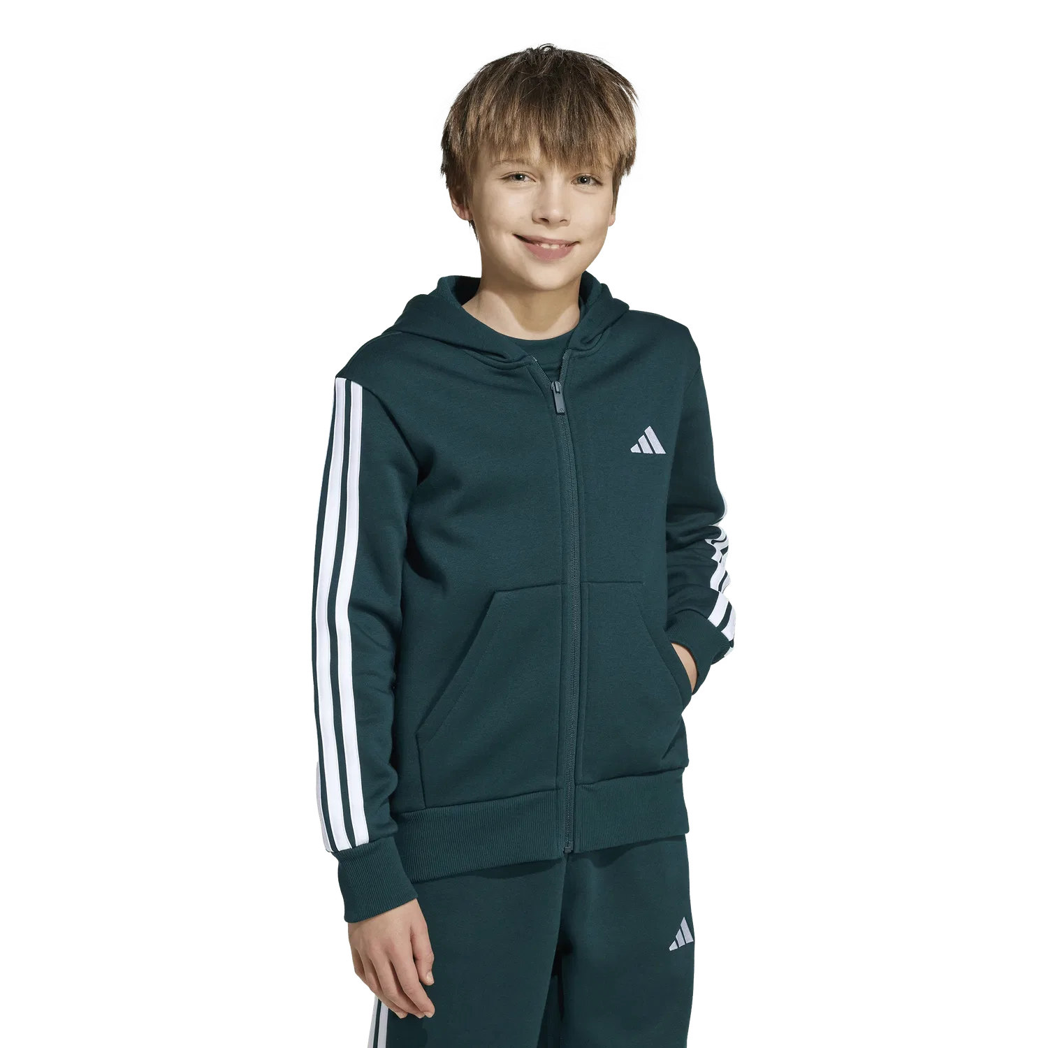 Детская тренировочная куртка с капюшоном Adidas, зеленый — фото 2