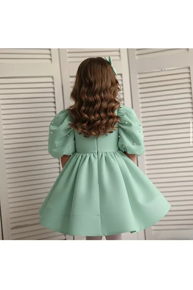 Детское платье для девочек с принтом Asel Kids, Water Green — фото 2