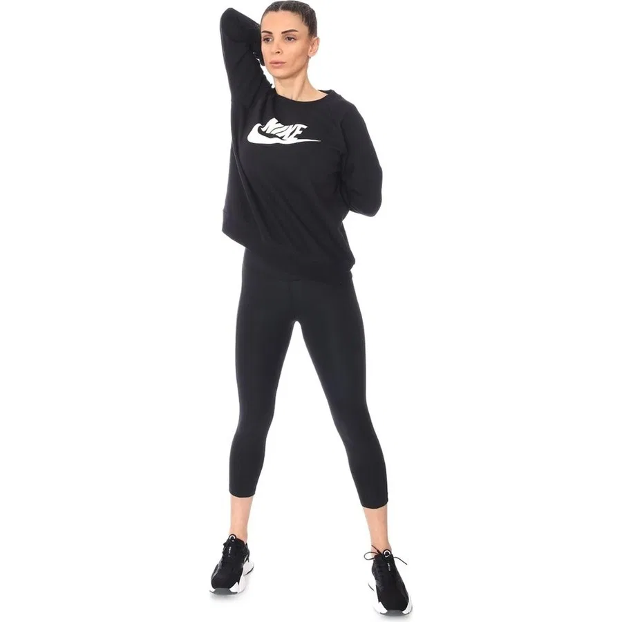 Женская флисовая футболка Nike W Nsw Essntl Flc Gx Crew, Черный — фото 2