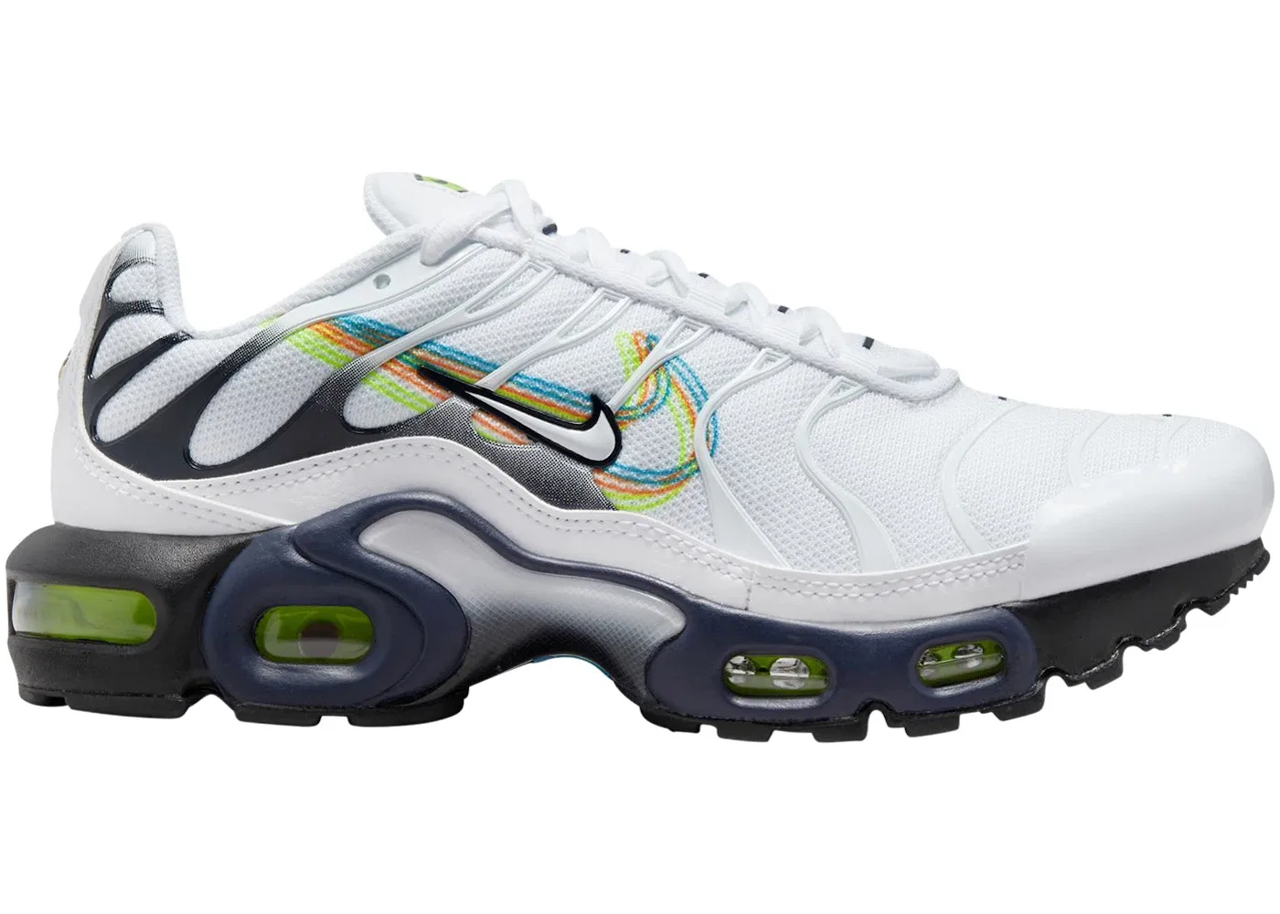 Детские кроссовки Lifestyle с принтом Nike Air Max Plus Nike, White/Volt/Football Grey/Blackened Blue