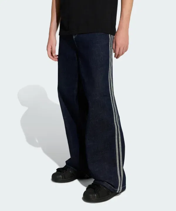 Джинсы свободного кроя, спортивные, wide leg, скейтерские, Adidas, темно-синий