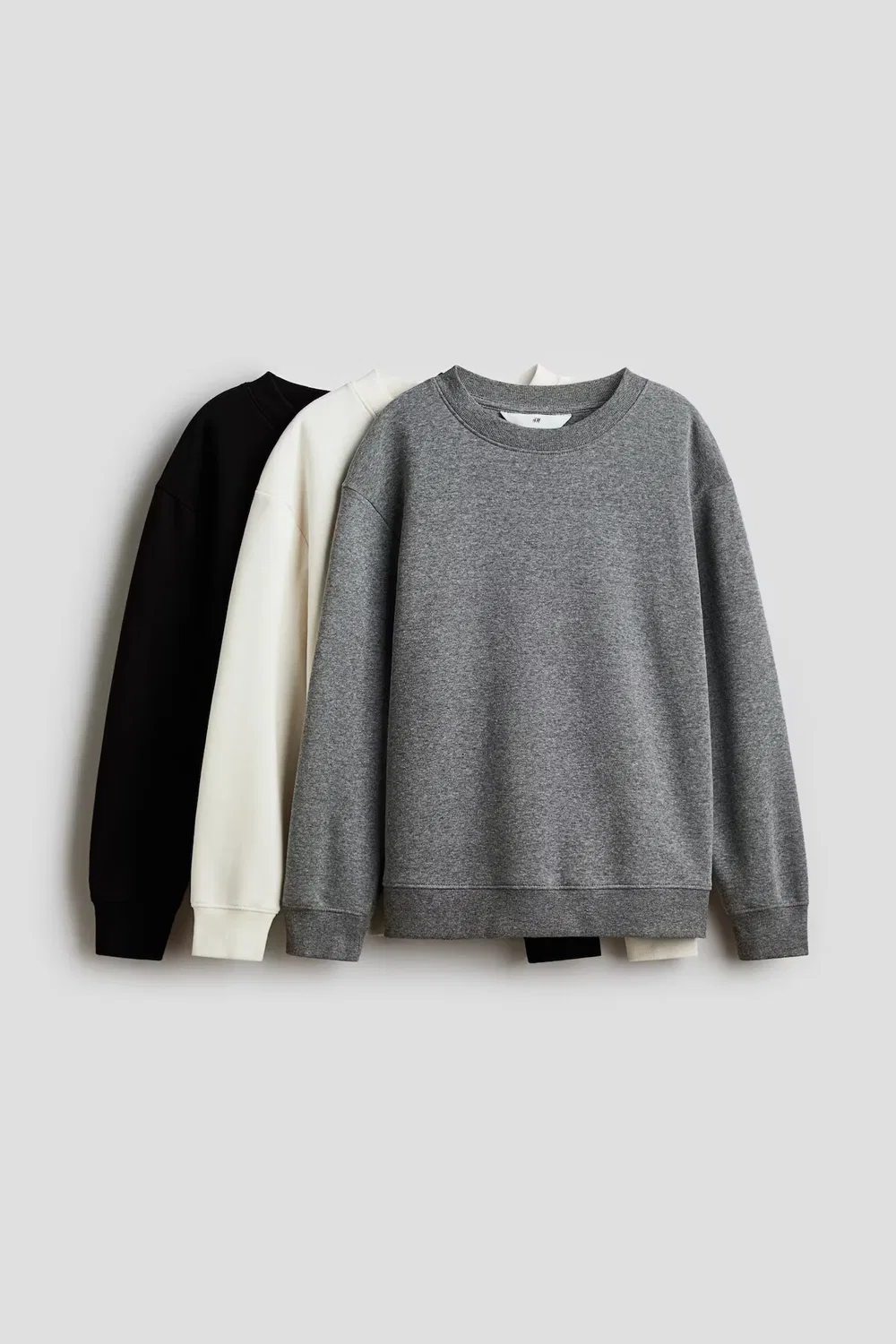 Комплект из 3 толстовок с начесом на внутренней стороне H&M, Schwarz/Creme/Graumeliert