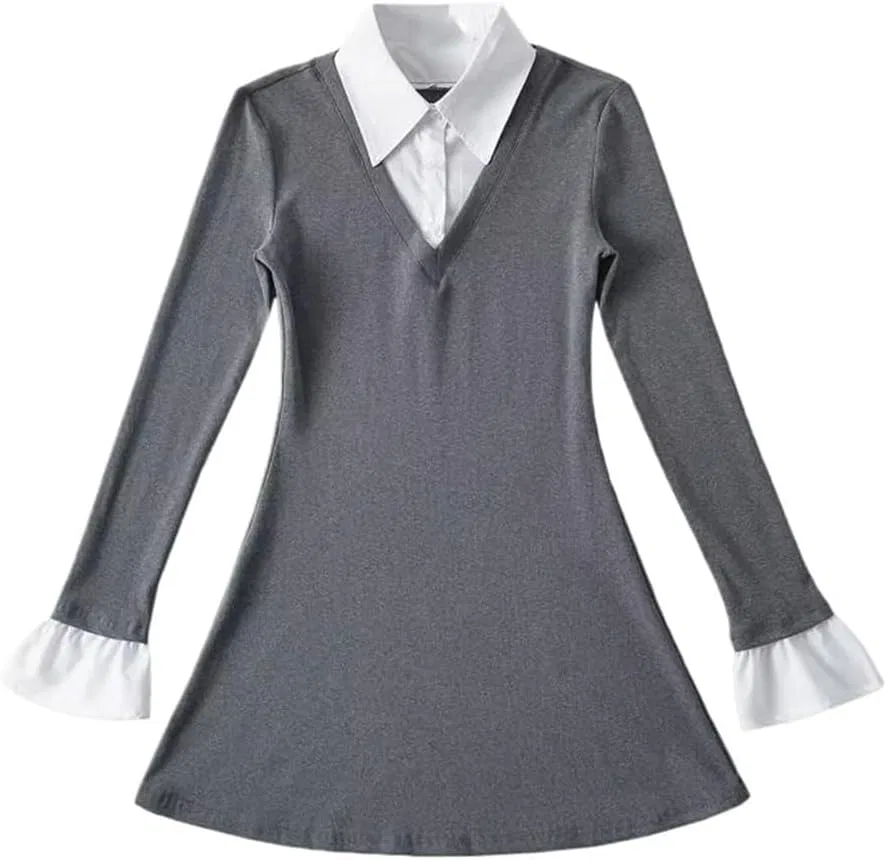 Женское A-силуэта мини-платье с пэчворк Casual, Gray