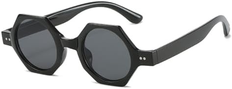 

Солнцезащитные очки в стиле ретро с многоугольными линзами для женщин, модные панк-солнцезащитные очки круглой формы для мужчин, очки с шестиугольными заклепками MTZJH, One Size