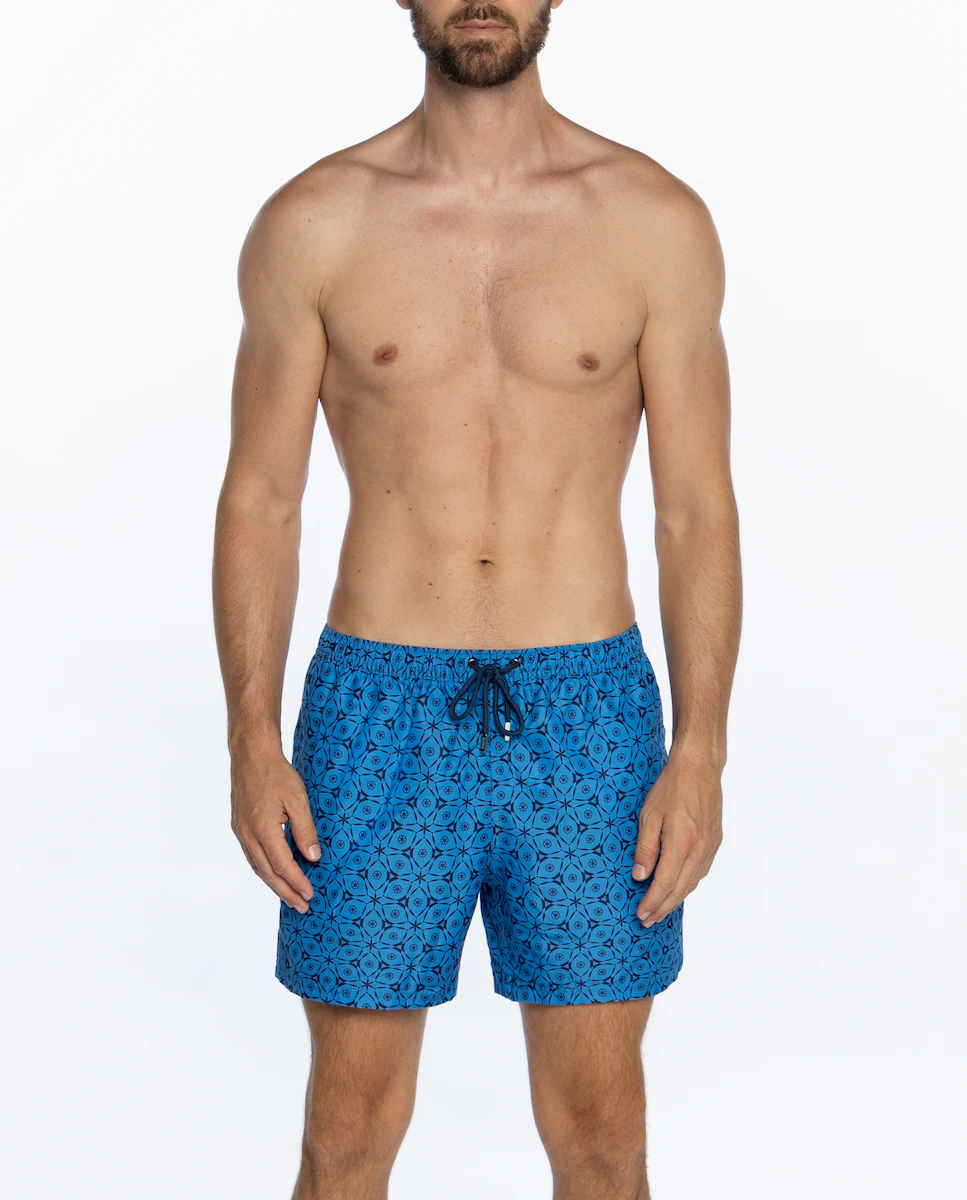 

Мужской купальник-бермуды синего цвета с принтом Guasch