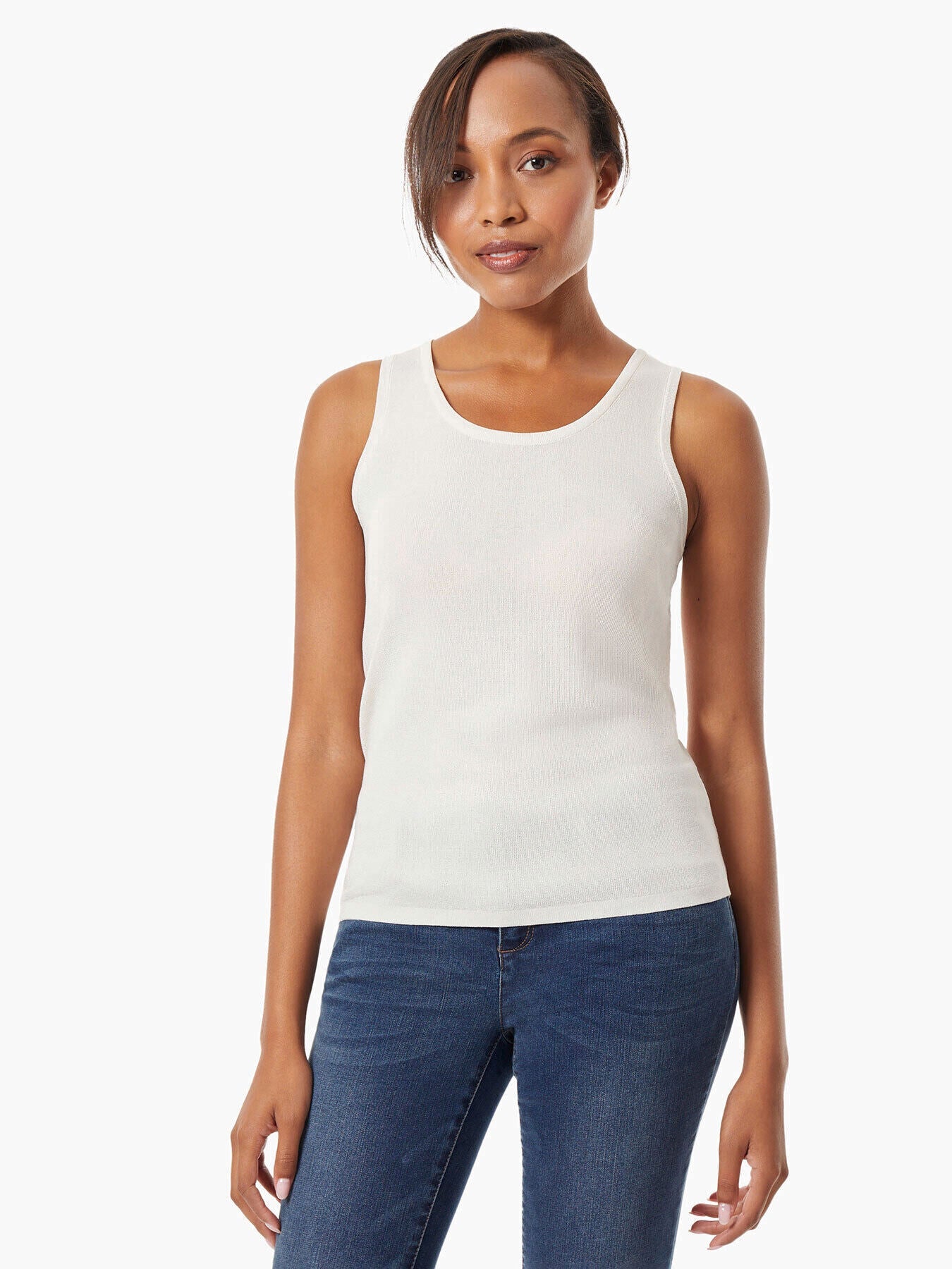 

Трикотажный топ с круглым вырезом Jones New York, цвет jones white