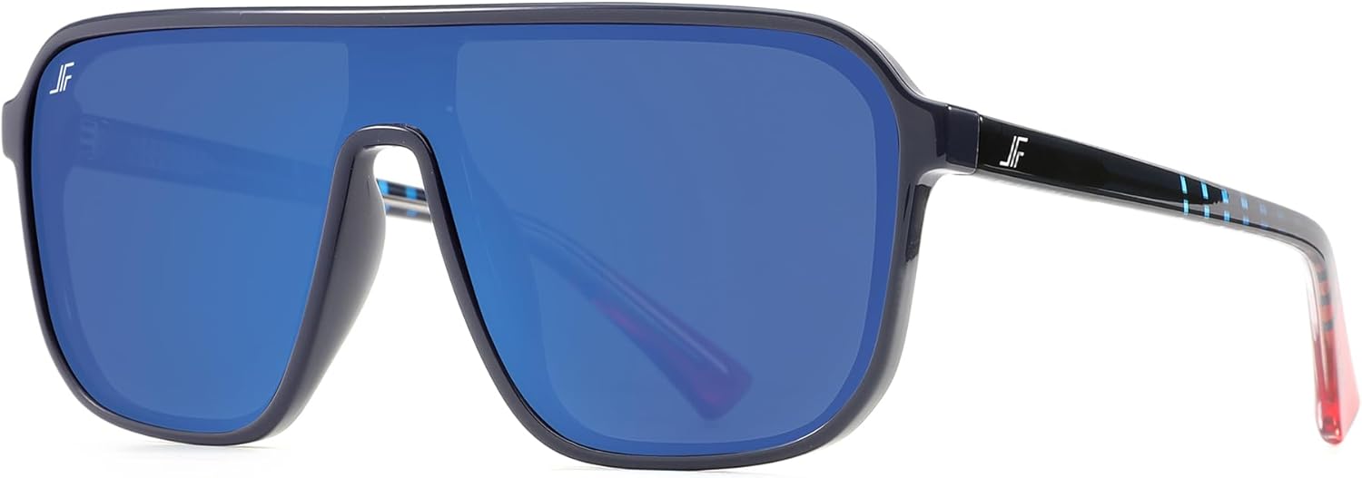 

Мужские поляризованные солнцезащитные очки, квадратная резиновая оправа, дужки из углеродного волокна, для рыбалки и вождения, защита от УФ-излучения RFS8205 JFXQDR, G - Navy Blue Frame Blue Lens