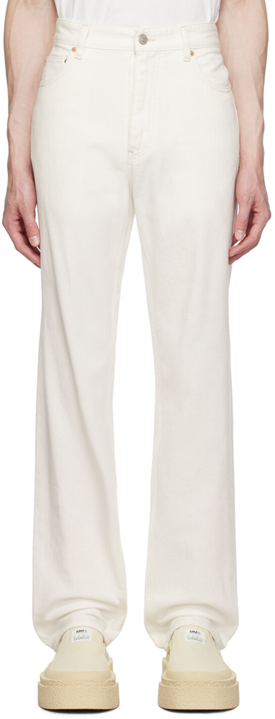 

Белые джинсы с крючками MM6 Maison Margiela