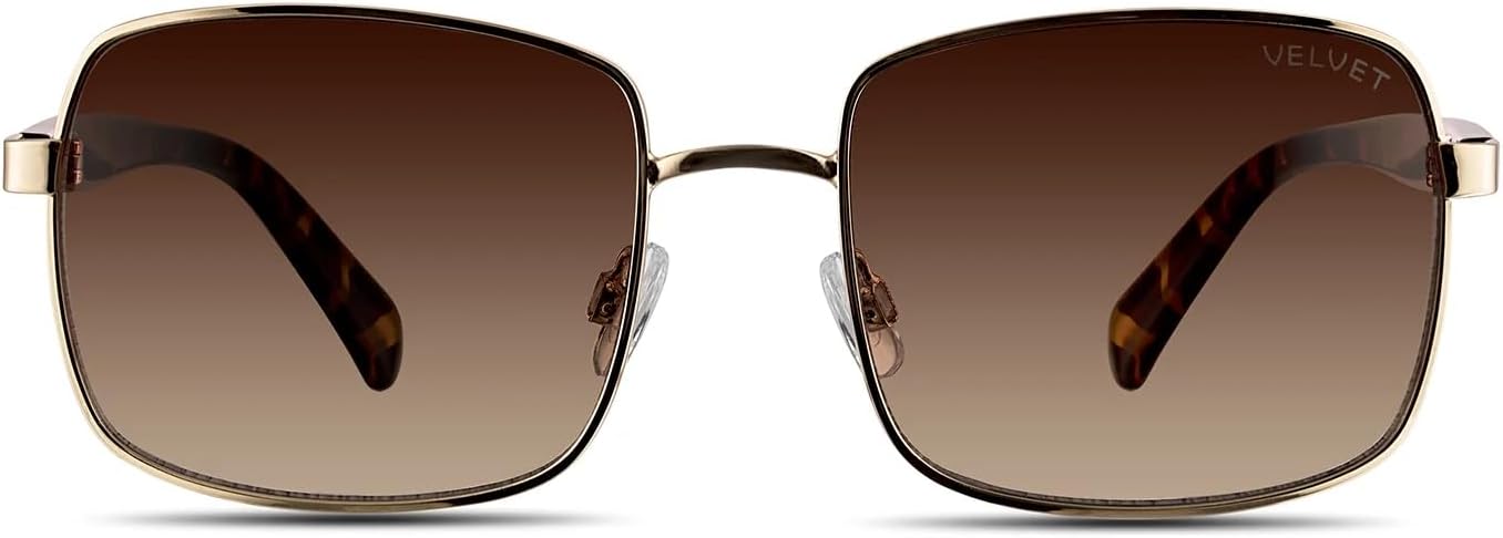 

Солнцезащитные очки Velvet Eyewear Navigator для женщин, цвет «рубиновый в золоте» — 100% защита от УФ-излучения — разработаны для женщин — произведено в США, размер Medium, Gold