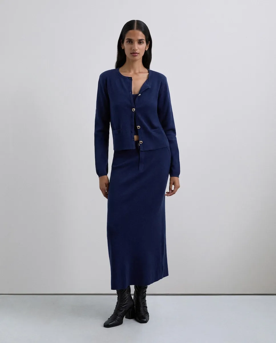 

Женский джемпер с застежкой на пуговицы спереди и передними карманами Scalpers, синий