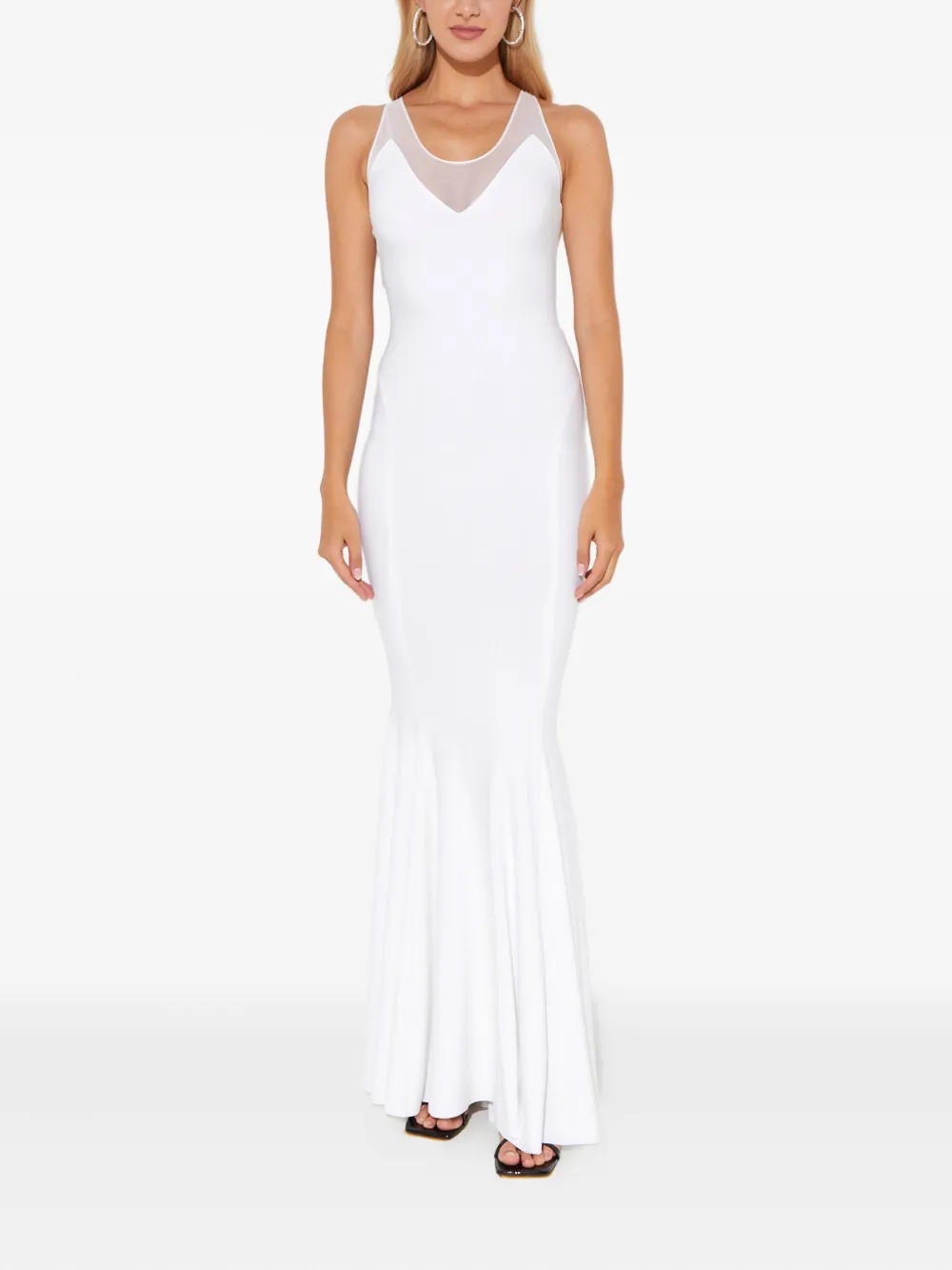 

Макси-платье с сетчатыми вставками Norma Kamali, белый