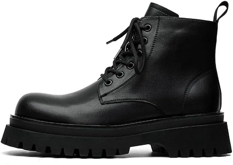 MANLADUO Herren Dicke Sohle Высокие ботинки Arbeitsstiefel - Stilvolle Casual Oxford Stiefel, Black — фото 2