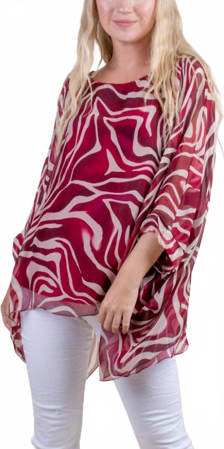 

Seta Zebra Print Kaftan Top In Burgundy GIGI MODA, Burgundy